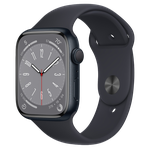 Apple Watch Series 8 GPS, 45mm Midnight Aluminium Case with Midnight Sport Band, MNUL3 (usa)