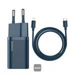 Baseus Super Si Quick Charger Type-C PD3.0 20W （With Baseus Cable Type-C to Lightning 1m), Blue