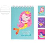 Блокнот Promstore 47893 Блокнот 12x17.5cm Русалка на спирали 80листов, 3 дизайна
