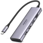 Cablu pentru AV Ugreen 60383 HUB 6in1 Type-C 3.0 to HDMI 4K@60Hz + 3*USB-A 3.0 + SD/TF Converter CM511, Silver