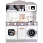 Bucătărie și veselă de jucărie Richi (63260) Bucatarie din lemn pentru fetite, cu sunete si lumini