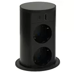 Розетка электрическая ASA Plastici 060.47F.00112 Versalift round version 2 sockets F + 1 USB 5V (A+C) Pewter