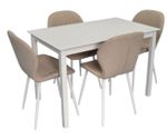 Комплект стол и стулья Evelin di Costacurta стол GLORIA White + 4 стула YTC-064Wh Bjorn-24 Light beige