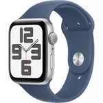 Смарт часы Apple Watch SE 2024 GPS 44mm Silver Aluminium Case with Denim Sport Band - S/M MXEQ3