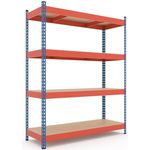 Cтеллаж складской Nex Home Raft metalic Titan 1800x1400x600mm, 4 nivele MDF, Blue/Orange