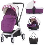 Сărucior pentru copii Chipolino 3 in 1 Emotion KKEM02103WF white / flowers