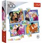 Puzzle Trefl 34618 Puzzles - 4in1 - The happy world of Disney / Disney 100
