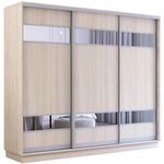 Dulap Mobildor-Lux Fox uși glisante din PAL cu elemente din oglindă (250x60x230H cm) Sonoma