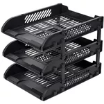 Suport pentru documente Deli DLE9213-BK Set 3 tavite suprapozabile, negru