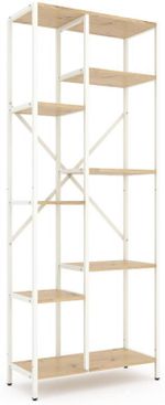 Cтеллаж складской Nex Home Raft metalic Loft Cascade 1780x700x300mm, 7 nivele, PAL, White / Oak Artisan