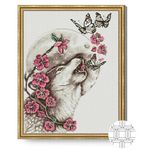 Tablou pe numere Art Gallery QB205993 Mozaic cu diamante patrate 40x50cm Lup si flori