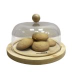 Поднос/столик кухонный EuroGold 7016102489 Platou din bambus cu capac din plastic, 20x20x9.5cm