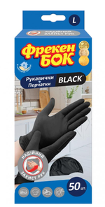 Перчатки из латекса Фрекен Бок Black, L, 50 шт