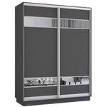 Dulap Mobildor-Lux Fox uși glisante din PAL cu elemente din oglindă (210x60x230H cm) Anthracite