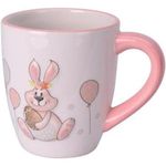 Cană Promstore 43779 Чашка 370ml Кролик с шариком 12cm, розовая, керамика