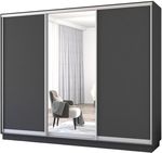 Шкаф Mobildor-Lux Раздвижные двери Fox из зеркала и ДСП (330x60x220В см) Антрацит