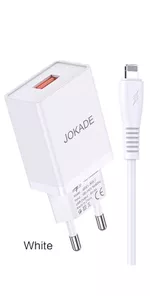 Jokade Wall Charger with Cable USB to Lightning Single Port 5A JB022, White