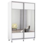 Dulap Mobildor-Lux Aron-S uși glisante din PAL cu oglindă orizontal (160x60x230H cm) Alb Brilliant