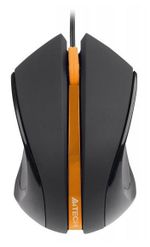 Mouse A4Tech N-310-1, Optical, 1000 dpi, 3 buttons, Ambidextrous, 4D Scroll, Black/Orange, USB