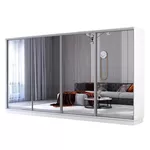Dulap Mobildor-Lux Fox uși glisante din oglinzi (400x60x220H cm) Alb