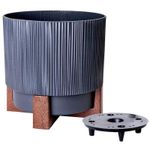 Ghiveci pentru flori Aleana 128026 Oslo cu insertie si suport decorativ d30 cm, granite