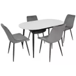 Комплект стол и стулья Evelin di Costacurta cтол DT-533R B + 4 стула YTC-080B Bluvel-14 (Dark grey)