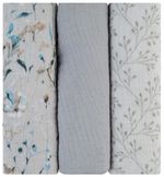 Аксессуар для пеленания Kikka Boo 31103010111 Pelinci de muselina Dreamy Fields Grey, 75x75cm, 3buc
