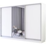Шкаф Mobildor-Lux Раздвижные двери Fox из зеркала и ДСП (280x60x230H см) Белый
