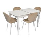 Комплект стол и стулья Evelin di Costacurta стол HV-29V White + 4 стула YTC-064Wh UF910-01 Light beige