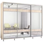 Шкаф Mobildor-Lux Aron uși glisante din PAL cu oglindă zebra (270x60x200H cm) Sonoma