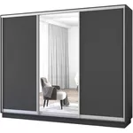 Dulap Mobildor-Lux Fox uși glisante din oglindă și PAL (290x60x240H cm) Anthracite