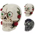 Декор Promstore 42489 Suvenir LED Halloween Craniu cu flori 15x9x14cm