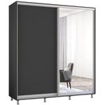 Шкаф Mobildor-Lux Раздвижные двери Aron-S из зеркала и ДСП (200x60x240 см) Антрацит