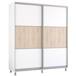 Шкаф Mobildor-Lux Раздвижные двери Aron-P из ДСП - горизонтальные (190x60x200H см) Белый Brilliant