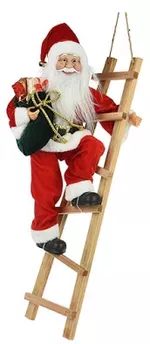 Decor de Crăciun și Anul Nou Promstore 27254 Mos Craciun pe scara cu sac verde, 65cm