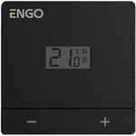 Termostat de cameră ENGO Controls EASY-BATB, montaj pe perete, alimentare pe baterii, prin fir, ecran LCD, black