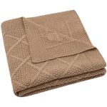 Lenjerie de pat pentru copii Jollein 516-511-68039 Paturica Check Knit Biscuit, 75x100cm