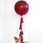 Большой латексный бордовый шар 91 см с гирляндой тассел