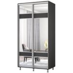 Dulap Mobildor-Lux Aron-S 1.0m-1.8m uși glisante din PAL cu oglindă zebra (130x60x210H cm) Anthracite