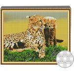 Картина по номерам Art Gallery QB201534 Mozaic cu diamante patrate 40x50cm Ghepard cu pui