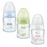 Бутылочка стеклянная NUK First Choicе Temp с силиконовой соской (0-6 мес) 120 мл