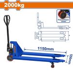 Cărucior Wadfow WNH1R20 Transpalet manual hidraulic 2000kg 550x1150mm