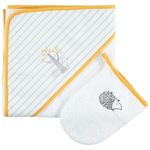 Accesoriu pentru baie Premaman PBRDWU-BLA-UNQ Prosop de baie cu gluga si manusa Little Friends