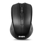 Wireless Mouse SVEN RX-400W, Optical, 600-1000 dpi, 4 buttons, Ambidextrous, BlueLED, 2xAAA, Black