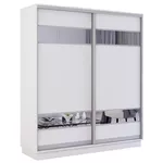 Шкаф Mobildor-Lux Fox uși glisante din PAL cu elemente din oglindă (180x60x200H cm) Alb