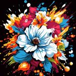 Tablou pe numere Strateg 57223 Explozie florala 40x40cm (fundal negru)