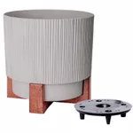 Ghiveci pentru flori Aleana 128025 Oslo cu insetie si suport d24 cm, cacao