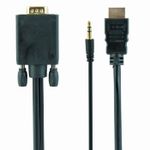 Cable HDMI to  VGA+3.5mm jack  1.8m  Cablexpert  male-male, V1.4, Black, A-HDMI-VGA-03-6