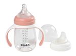 Biberon de invatare Beaba 2 in 1 Pink (4+ luni) 210 ml