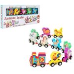 Машина ToyMall 008850 Tren cu animale din lemn